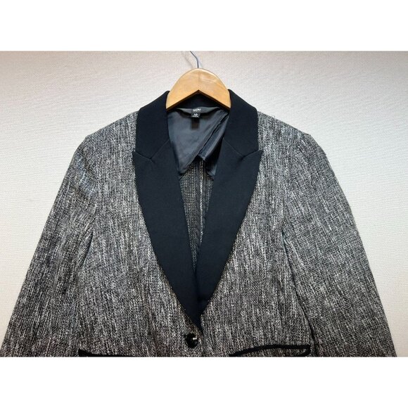 Mossimo Women's Tweed One Button Blazer Long Sleeve Size 10 Black Silver - Picture 5 of 12